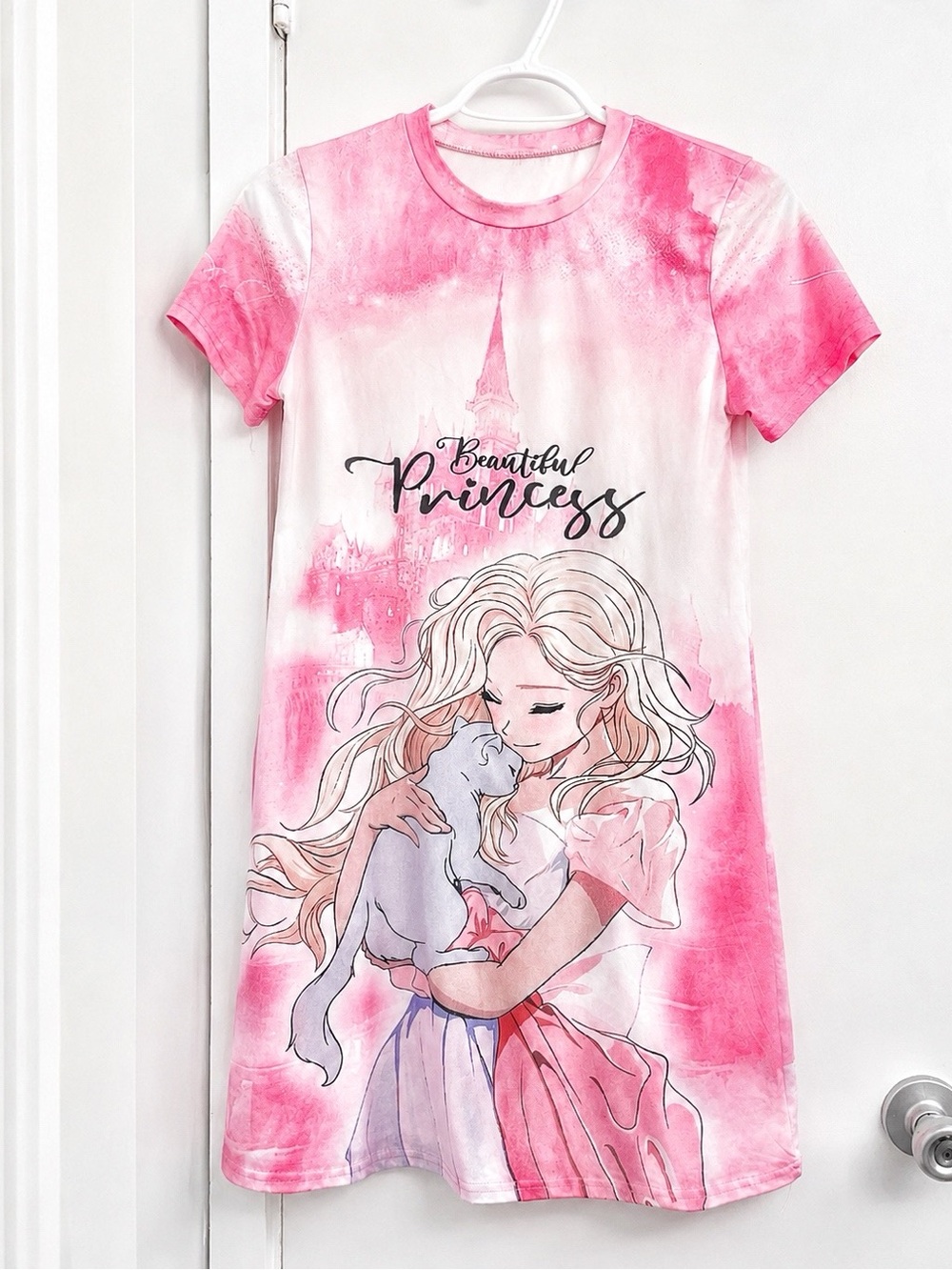Girls Princess Nightgown Size 11-12 Beautiful Princess Puppy Castle Graphic